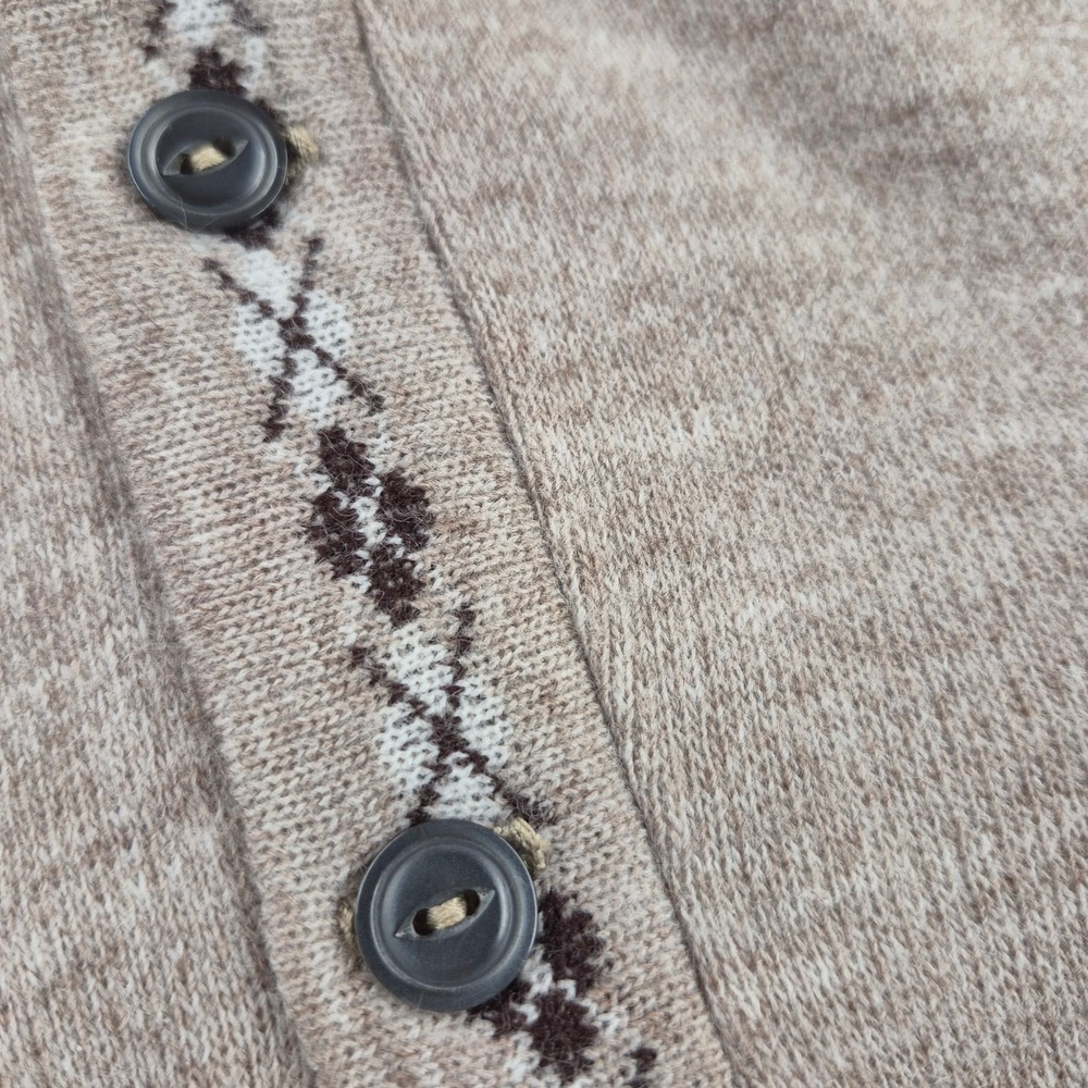 Vintage Pat Boone by Revere Cardigan Sweater Tan Argyle Trim Orlon Men Medium - Picture 4 of 8